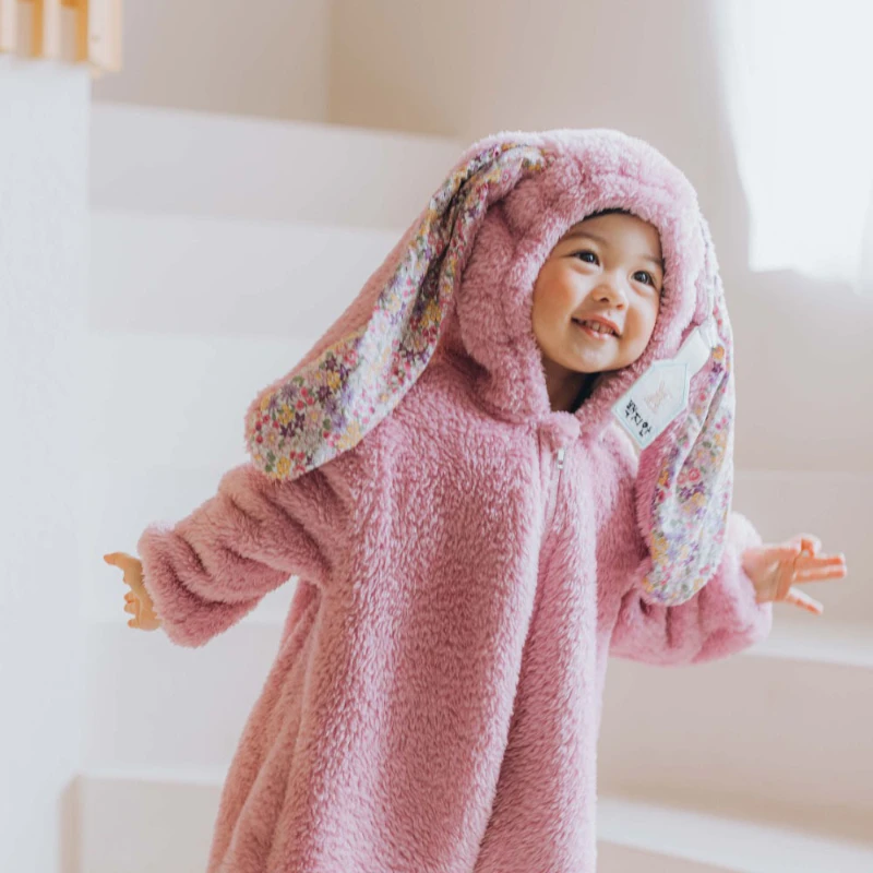 Korean Version of Children Jumpsuit Plush Rabbit Shape Thickened Cartoon Costume Pajamas for Girls Children Pajama Pijama Ni&ntilde;o