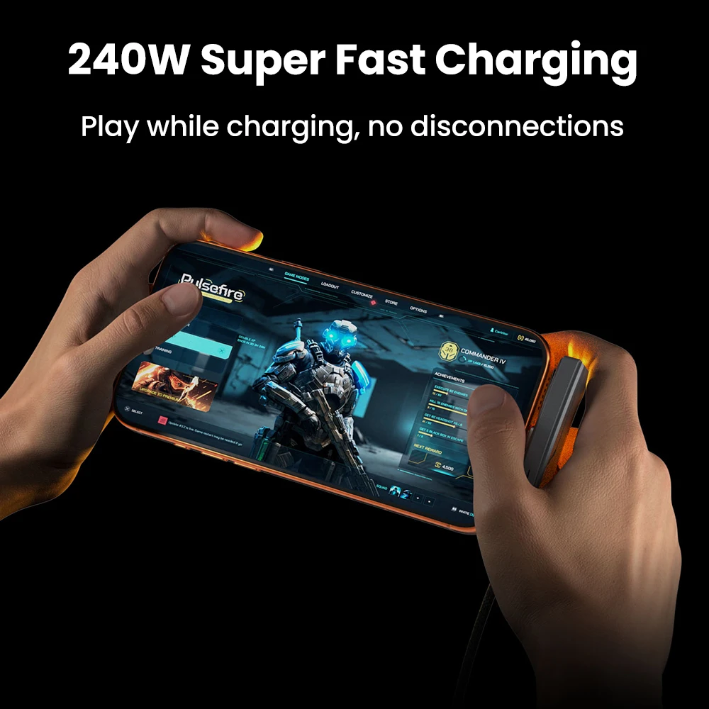 2-in-1 USB + 타입 C 240W 고속 충전 케이블 (접이식 홀더 포함) 타입-C 퀵차지 라인 USB 휴대폰 거치대 충전 케이블