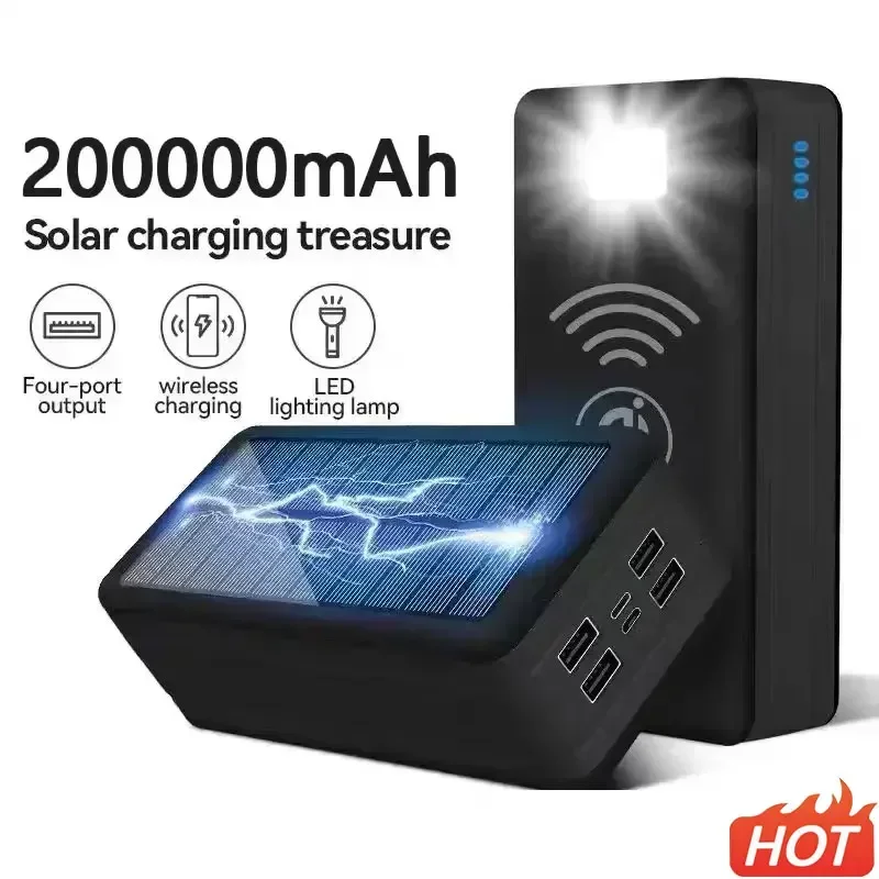 

Solar Power Bank 200000mAh Solar Charging Mobile Phone Wireless Charging Large Capacity Battery External Battery Fast Charging