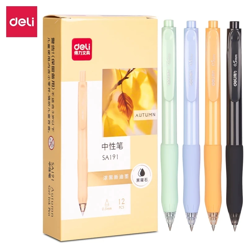 

12Pcs DELI SA191 Press Gel Pens Black Ink 0.5mm Neutral Pens Office School Student Stationery Supplies