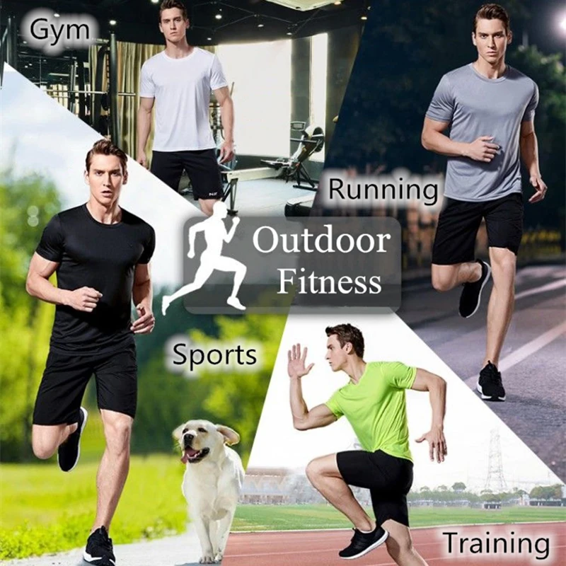 NO LOGO Men's Quick Dry Short Sleeve Gym Running Moisture Wicking Round Neck T-Shirt Training Exercise Gym Sport Shirt Tops 6