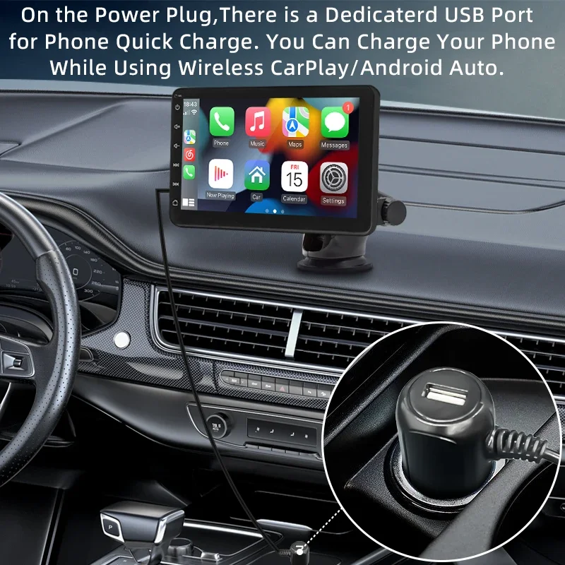 SINOVCLE 7" Portable Wireless Carplay Android Auto Car Radio Multimedia Player IPS Touch Screen AUX USB Bluetooth Mirror Link S9d69f5edd9c14ef096d4caa8d9d7fc984