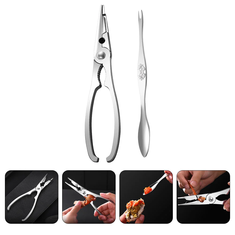 

Crab Claws and Needles Eating Tool Scissors Set Plier Stainless Steel Opening Leg Clamp