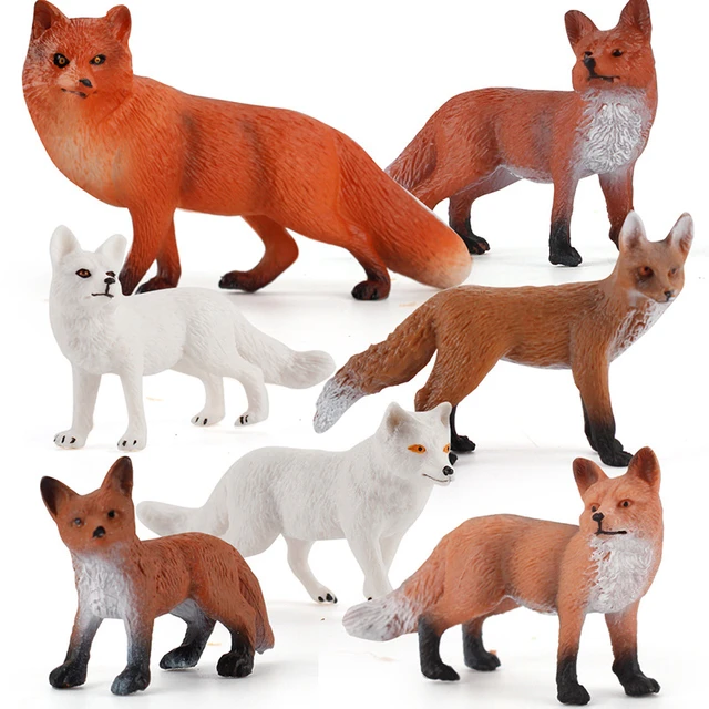 Simulation Static Solid Wild Animal Model Red Fox Little Fox Arctic Fox  Children's Cognitive Desktop Ornaments Toys