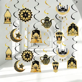 Ramadan Hanging Spirals Eid Mubarak Moon Star Swirls 1