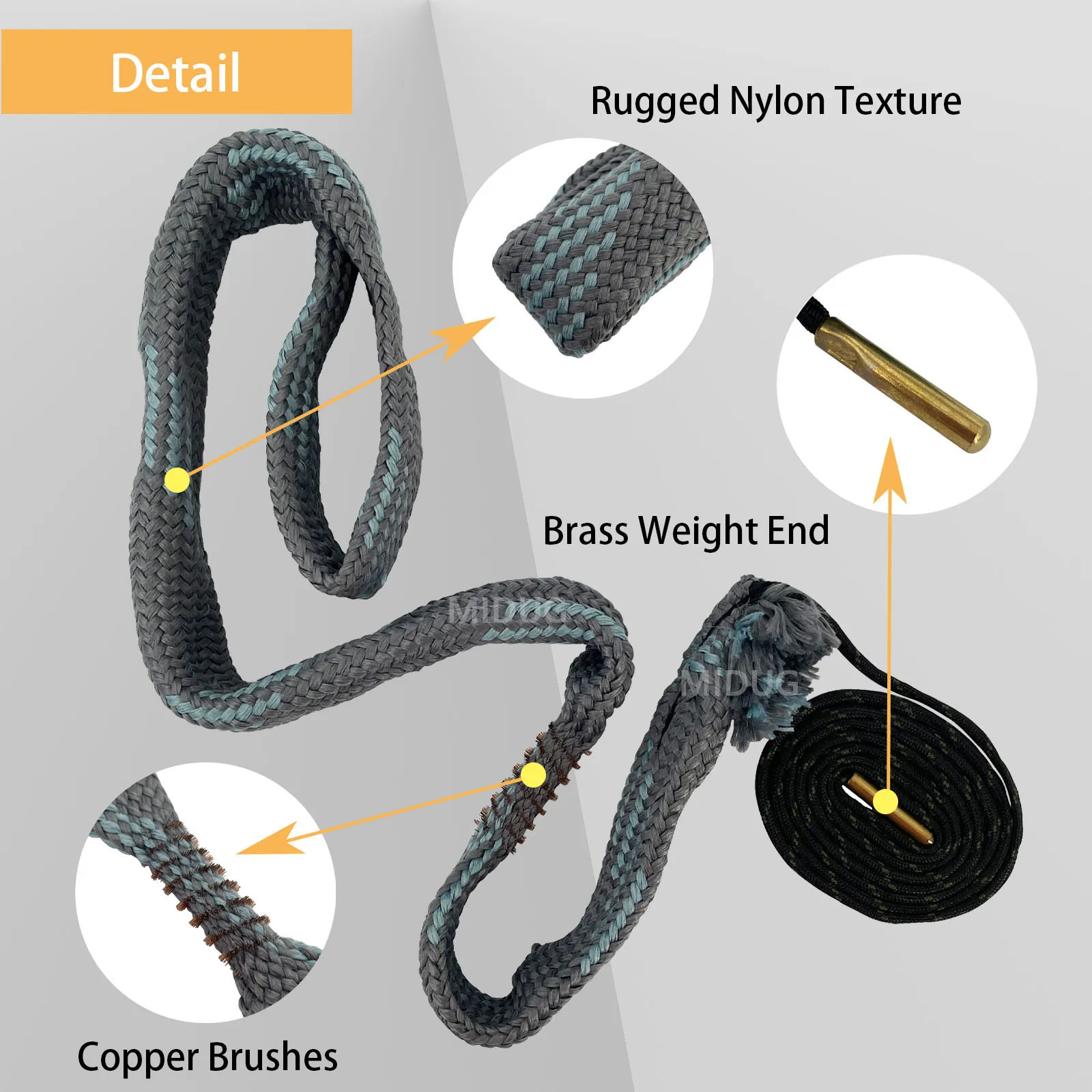 MIDUG .50 Cal .54 Caliber Gun Cleaning Kit Bore Cleaner Snake for Long Ranger Rifle Gun Weapon Clean 2