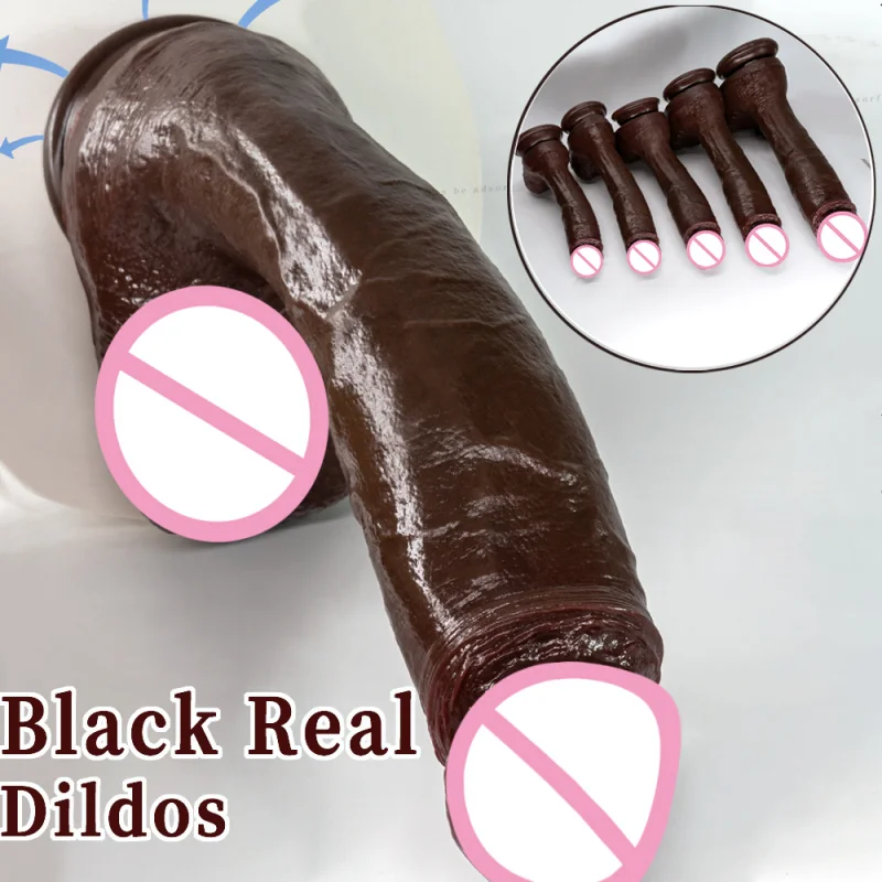 Large Black Dildo Realistic Penis Skin Long Dildos Penis Masturbator Anal Plug With Suction Cup Fake Dick Sex Toys for Men Women sex toys