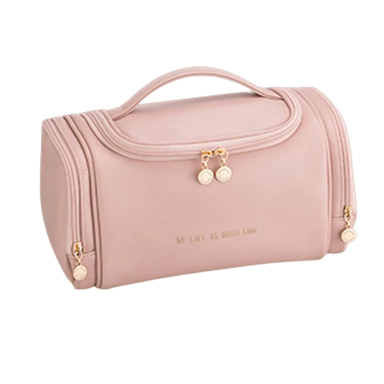 

New Women's Leather 2 Side Pocket Cosmetic Bag Portable Multipurpose Wash Bag For Outdoor Traveling Portable Makeup Bags