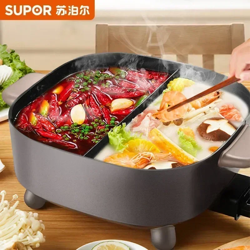 Nepal Hotpot Kookpot 5L Multifunctionele Huishoudelijke Dubbele Smaak Multifunctionele Elektrische Non-Stick Kookplaat Cookers 2