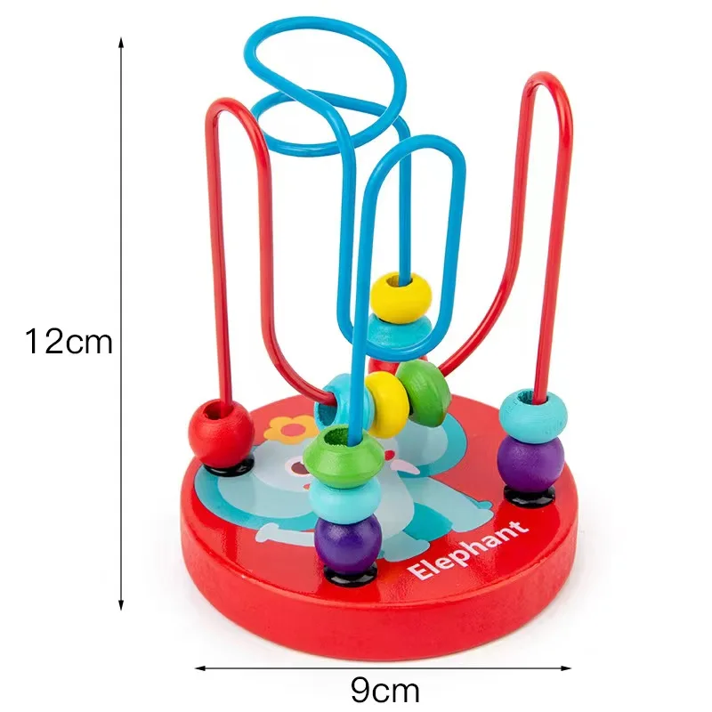 Montessori Wooden Toys Wooden Circles Bead Wire Maze Roller Coaster Educational Wood Puzzles Boys Girls Kid Toy 6+ Months 6
