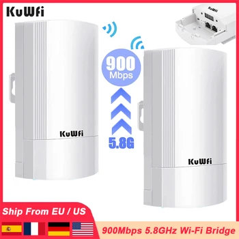KuWFi 5.8G 900Mbps CPE Bridge Outdoor Waterproof Wireless WiFi Bridge AP Repeater Router PTP Up to 1-3KM with WAN LAN 24V POE 1