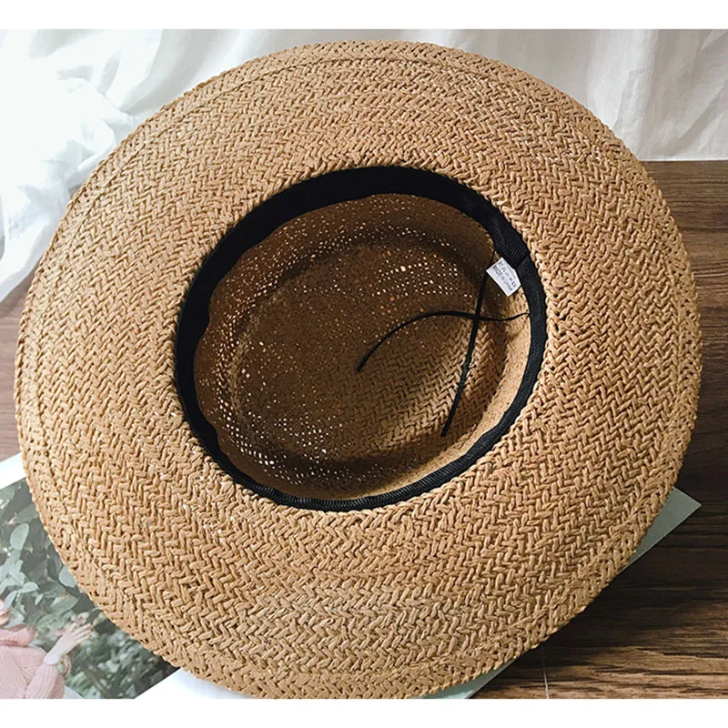 Outdoor Hiking Hat Summer Panama Straw Hats for Women Men Wide Brim Fedora Jazz UV Protection