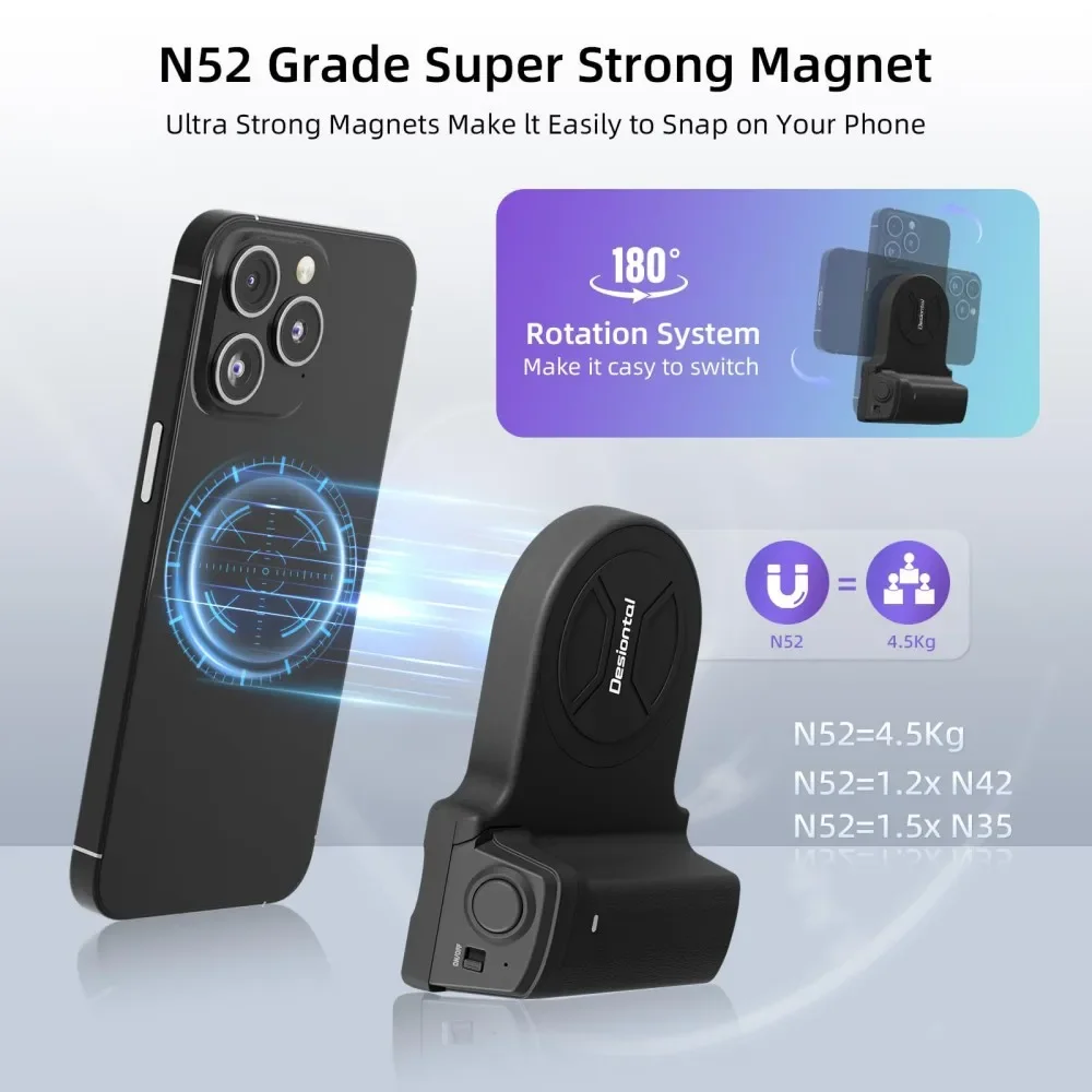 Smartphone Grip for iPhone & Android Video Shooting Handle Bluetooth Bracket Magnetic Progrip Photography Accessory
