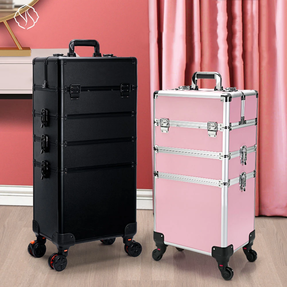 Krijger Bekwaam Banzai Professionele Make Up Case Grote Capaciteit Aluminium Trolley Cosmetische  Zakken Op Wiel Afneembare Opvouwbare Beauty Koffer| | - AliExpress