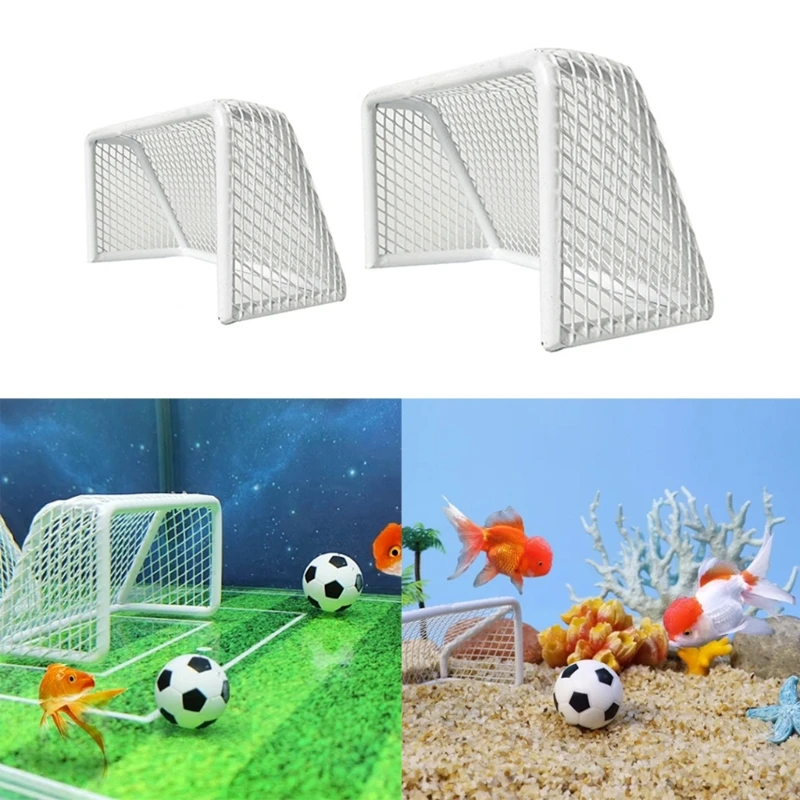 

Fish Football Goal Aquarium Decorations Fish Tanks Ornament Shelter House Safe Hideaway House for Freshwater Saltwater DropShip