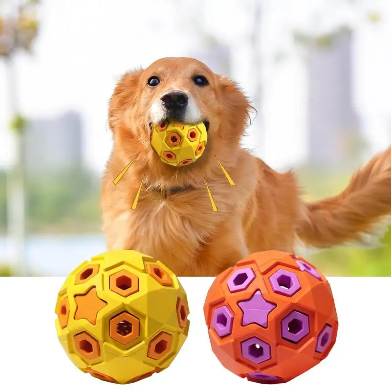 

Dog Toy Ball Rubber Hollowed Star Shape Squeaky Balls for Dogs Multifunctional Portable Bite Resistant Training Supplies