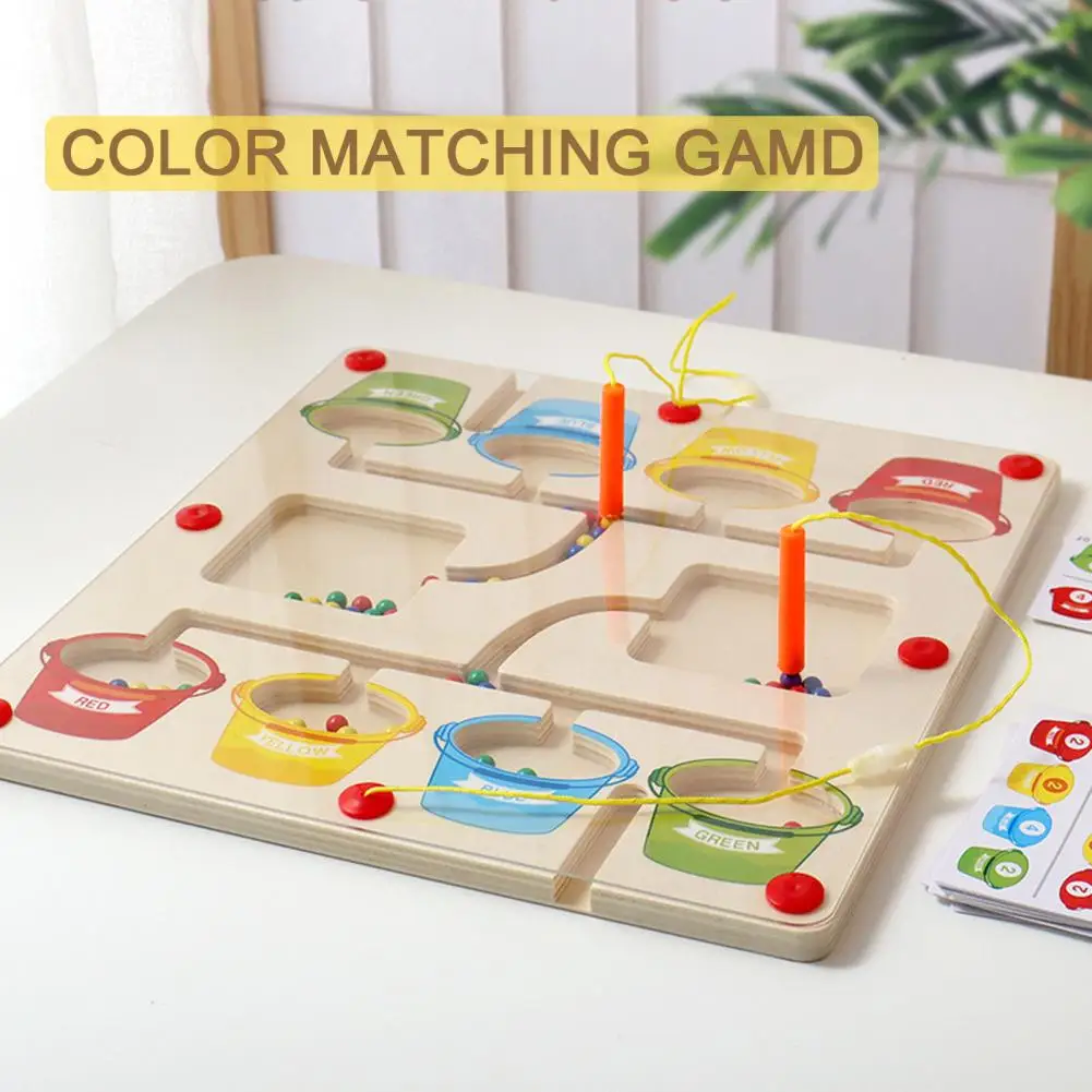 1 Set Kid Board Game Magnetic Interesting Eco-friendly Sturdy Fine Exercise Skills Parent-child Interaction Wood Color Matching creative color matching toy parent child interaction reaction concentration training children early education party board game