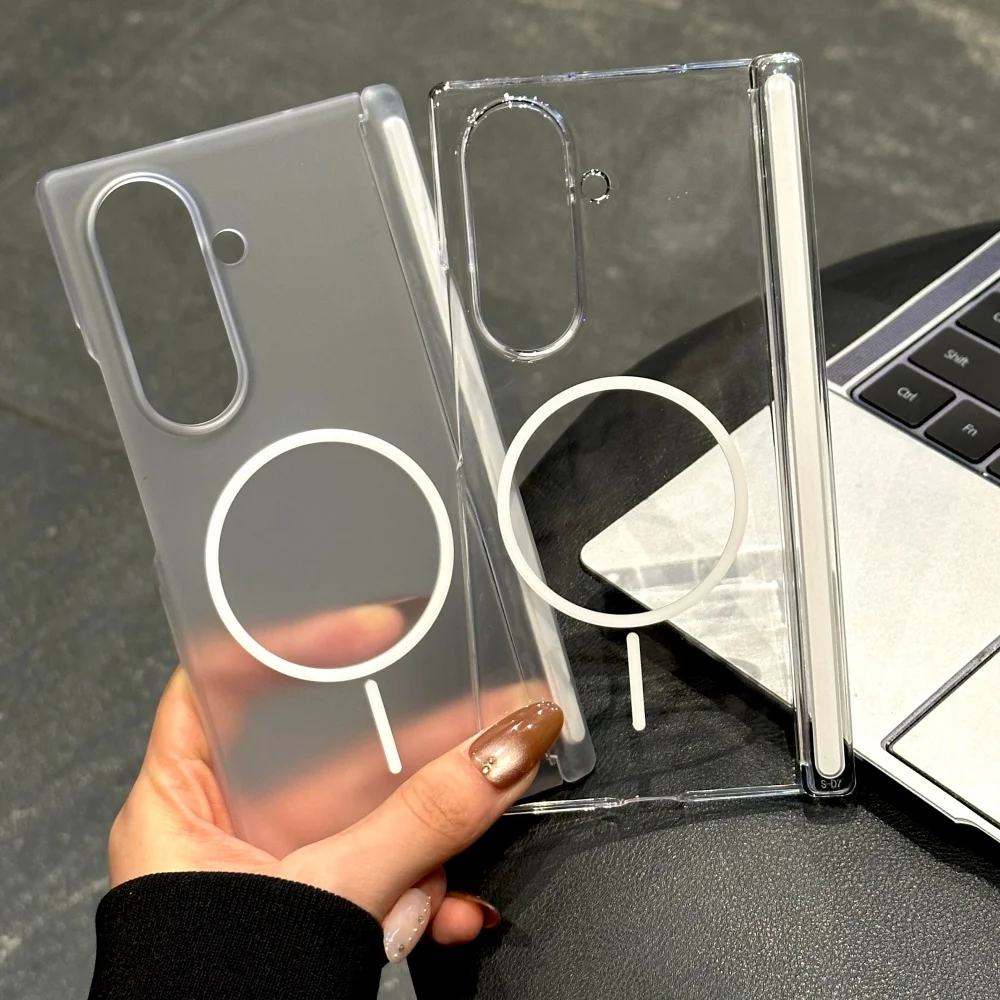 Matte Transparent Ultra Thin Magnetic Charging Case with Hinged Shockproof Cover
