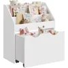 Kids Bookshelf and Toy Organizer, Toy Storage Chest and Bookcase with 3 Shelves, Storage Box with Wheels, Multipurpose 1