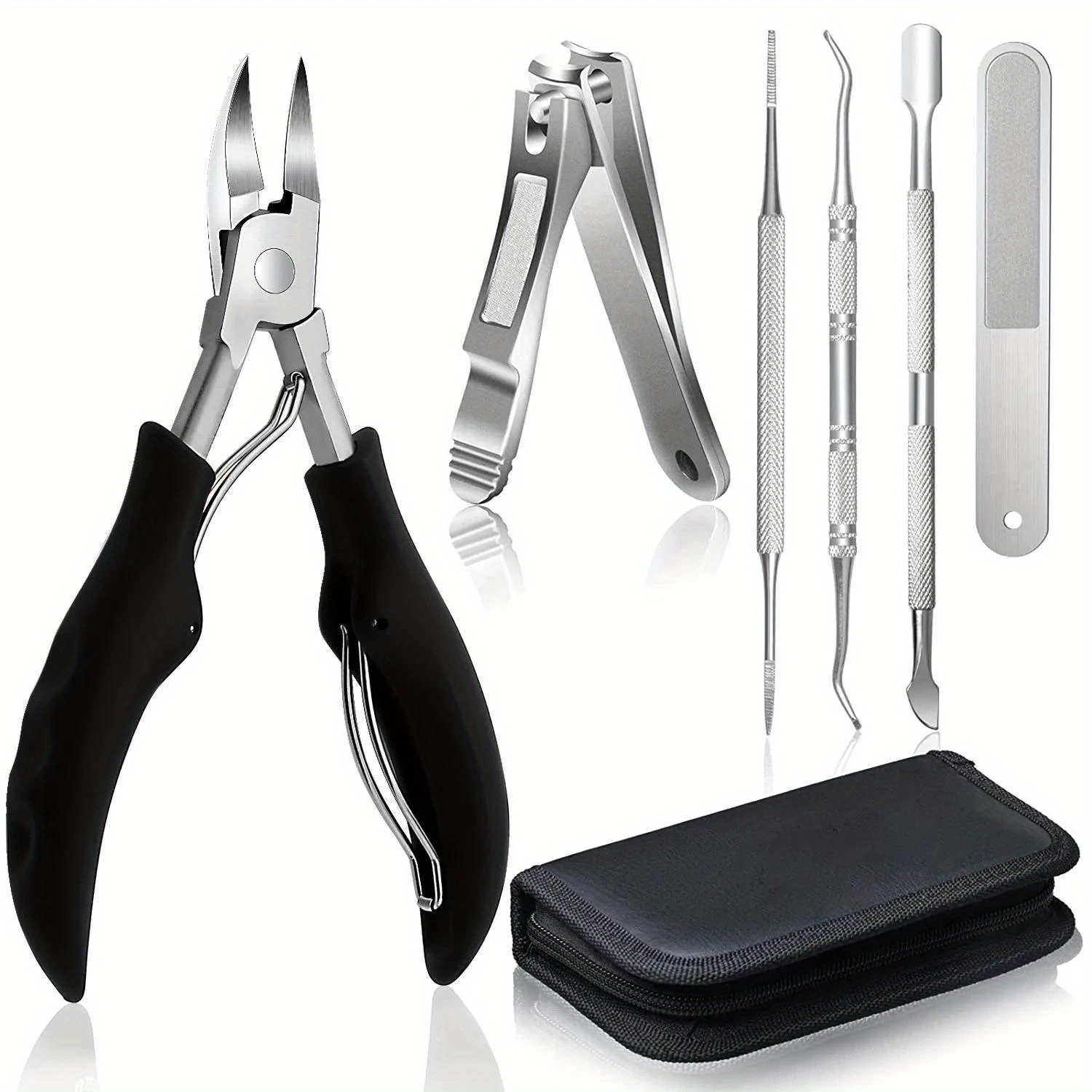 Manicure Set Pedicure Kit Nail Clipper Stainless Steel Professional Nail Cutter Tools Ingrown Toenails Nipper with Travel Case