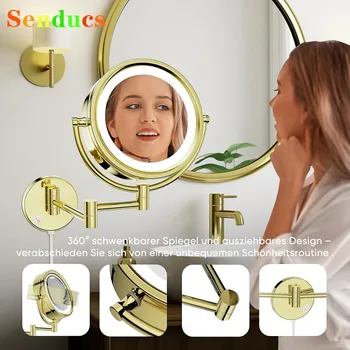 แฟชั่น Touch on Led กระจกห้องน้ํา 10X แว่นขยายบ้านห้องน้ําแต่งหน้ากระจกอุปกรณ์เสริมสมาร์ท Touch ห้องน้ํา Bath กระจก 1