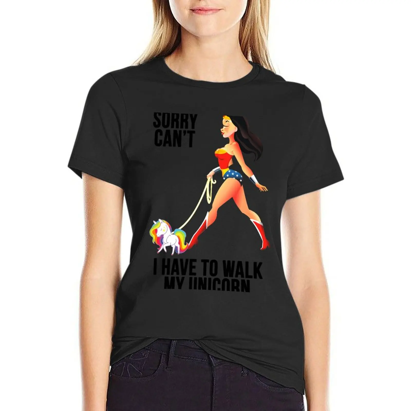 

Sorry Can't I Have to Walk My Unicorn T-Shirt cute tops anime clothes Female clothing womans clothing