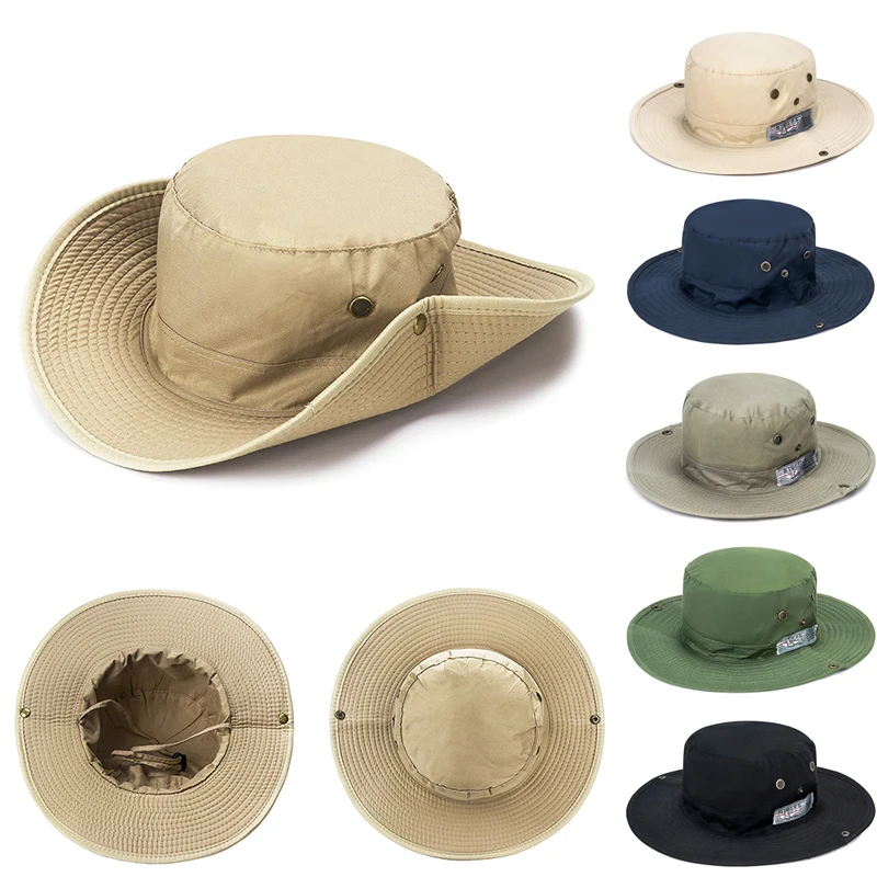 Windproof Outdoor 2023 Summer Men's Bucket Hat Fishing Hiking Hats Men Anti UV Sun Cap Protection Panama Safari Hunting Sunhat 1