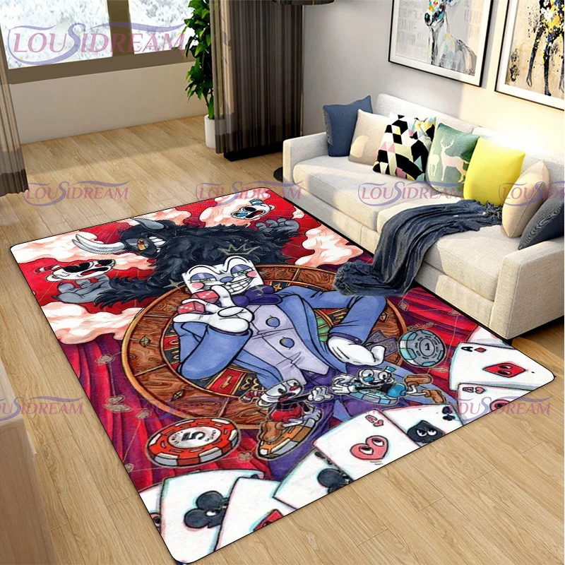 

3D Cartoon Cuphead Printing Carpet Area Rug Cute Rug Mr.King Dice Rugs for Bedroom Door Mat Anime Home Decor Room Decor