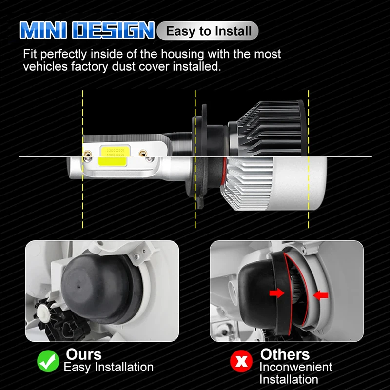 2개 미니 H7 LED 자동차 헤드라이트 전구 CANBUS 30000LM 자동차용 H11 H4 상/하향등 H1 H3 H8 HB3 HB4 HIR2 9005 9006 9012 12V 터보 팬