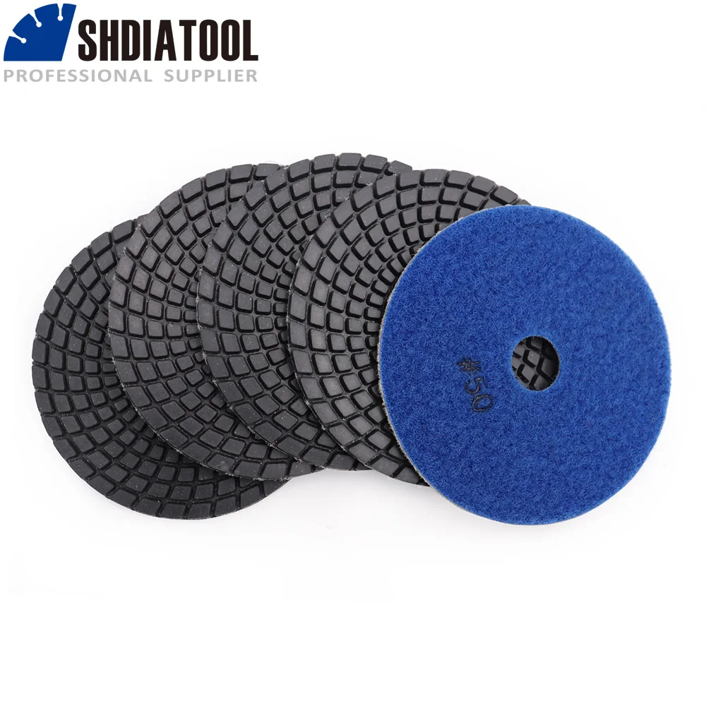 DIATOOL 5pcs 4" 50 Professional Diamond Flexible polishing pads for