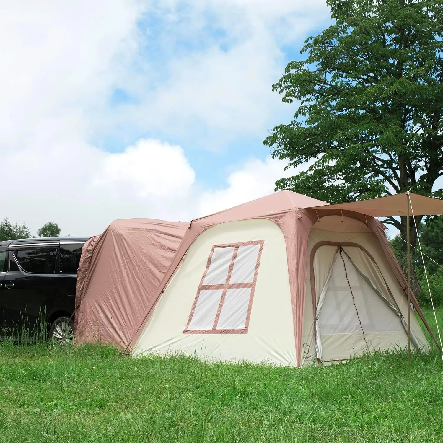 

Glamping Tent with Porch, 2/3/4/5/6 Person Durable Weatherproof Camping Tent, Large Family Tent with Room Divider