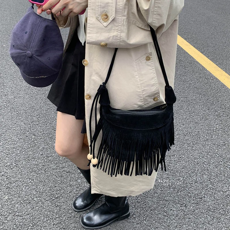 2025 New Fashion Fringe Women's Shoulder Bag Retro Simple Crossbody Handbag