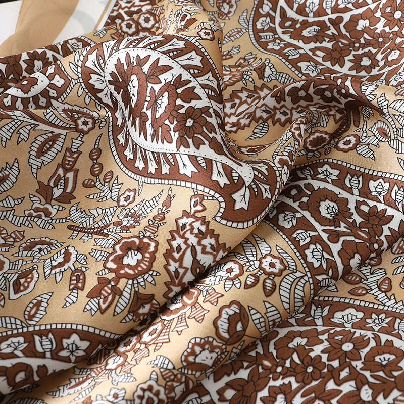 Luxus Platz Seide Haar Schal Frauen Neck Schalldämpfer Hijab Dame Schals Taschentuch Druck Weibliche ScarvesHead Bandana Bufanda – Detail 29