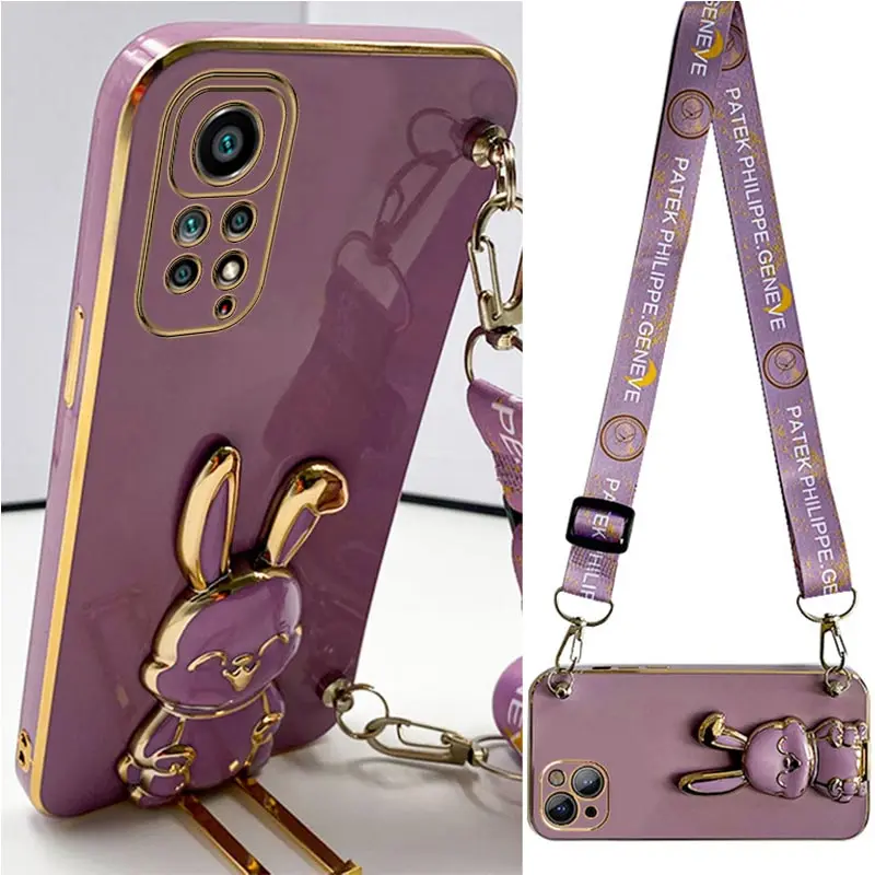 Rabbit Holder Lanyard Phone Case with Stand Strap Cover