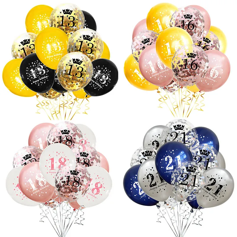 15 Pz 16 18 21 30 40 50 60 70 80 90 Anni Buon Compleanno Palloncino Coriandoli Palloncini In Lattice Per Baby Shower Decorazioni Per Feste Di Complean