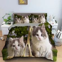  3D Cat Bedding Set Single Queen King Cute Animal Print Duvet Cover with Pillowcase Quilt Cover For Kids Adult Gift Home Textiles 