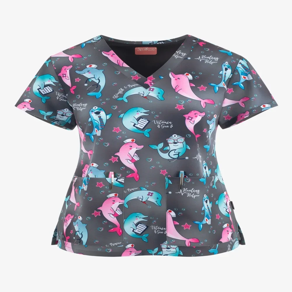 

2024 New Big Pocket Design Female Clothes Fashion V-neck T-shirts for Women Short Sleeves Women's Tops for Summer Free Shipping
