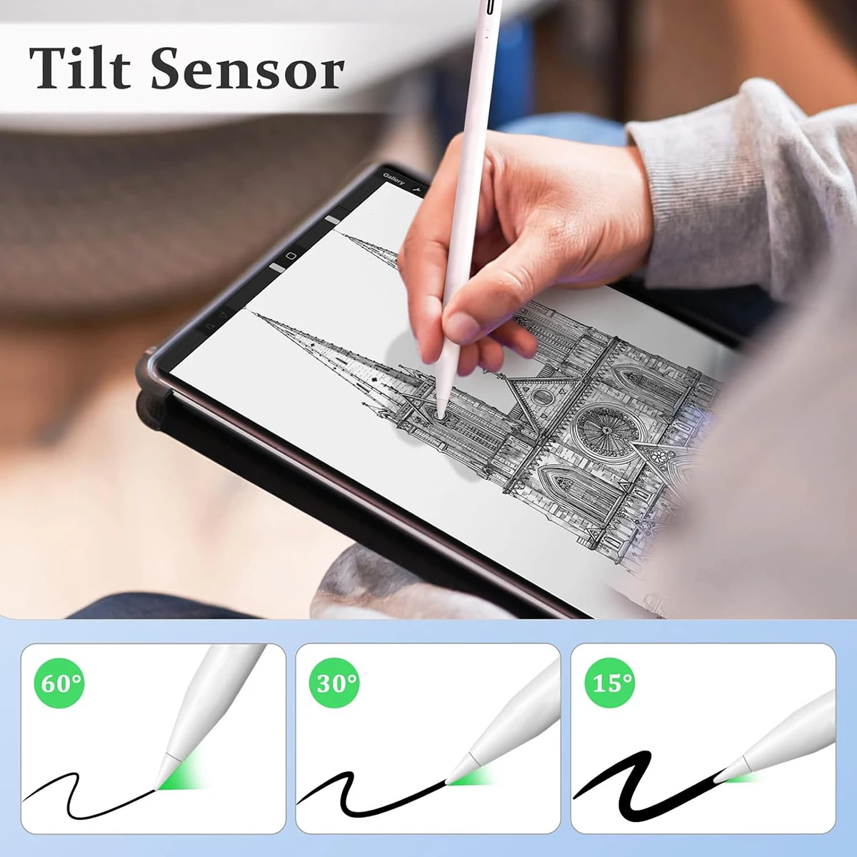 Penna stilo per iPad 2018-2024 con ricarica senza fili e ricarica USB