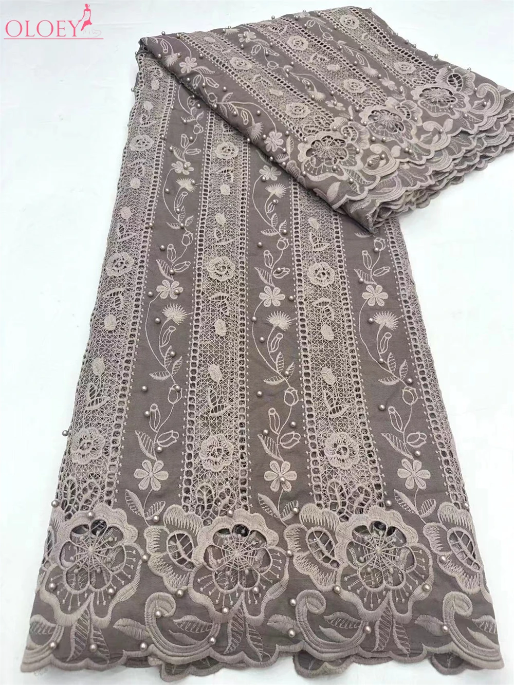 

Classic Fashion French Mesh Laser Embroidery Chiffon Lace Fabric African Nigerian With Bubble Bead For Wedding Dress
