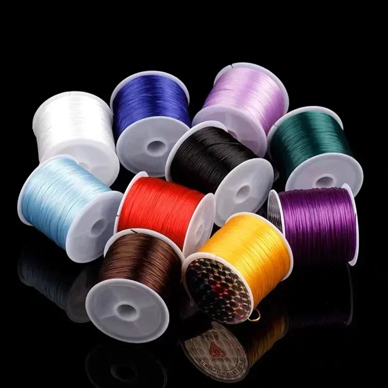 RG49 50m/Roll 0.8mm Colorful Strong Elastic Crystal Beading Cord for Jewelry Making DIY Bracelets Stretch Thread String Necklace nylon cord macrame cord silk cord satin cord faux suede cord waxed cord leather cord