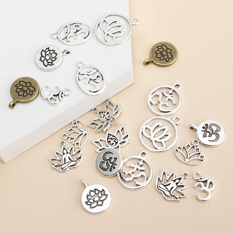 20pcs/lot Mixed Style Lotus Flower Charms Pendants For Jewelry Making DIY Handmade Craft Bracelet Necklace Accessories