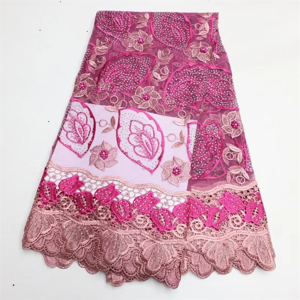 

Nigerian Lace Fabric 2022 High Quality Lace Fabric Wedding Embroidered Lace Beaded French Lace Fabric For Party Dress gn13-41