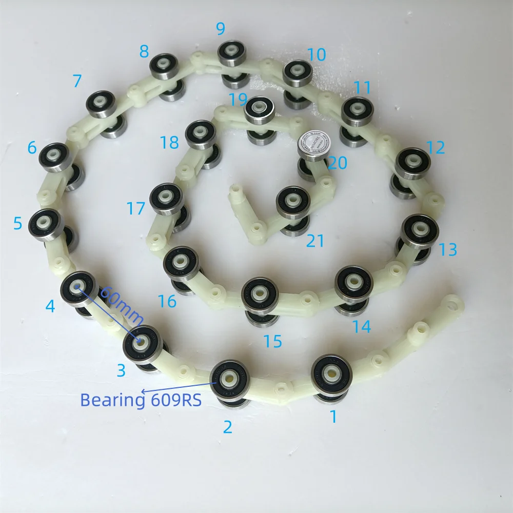 Escalator Parts Escalator Handrail Reverse Guide Chain 21 Bearing 609RS Pulley Assembly Newel Chain Double Fork