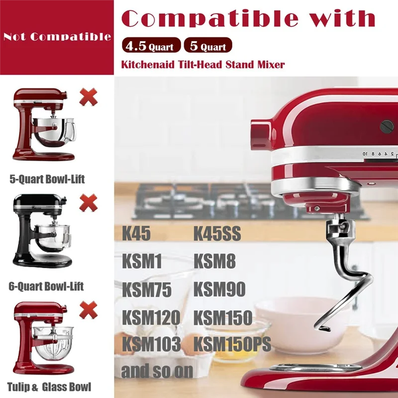 Spiral Dough Hook Kitchenaid 4.5-5 Quart Tilt-Head Stand Mixer Dough Hook Replacement Kitchenaid Attachment