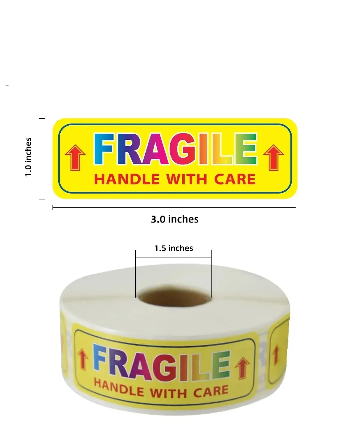 

1 "X3" Fragile Shipping Sticker Glass Per Roll 500 Labels Caution Warning Shipping Mobile Envelope Glass Permanent