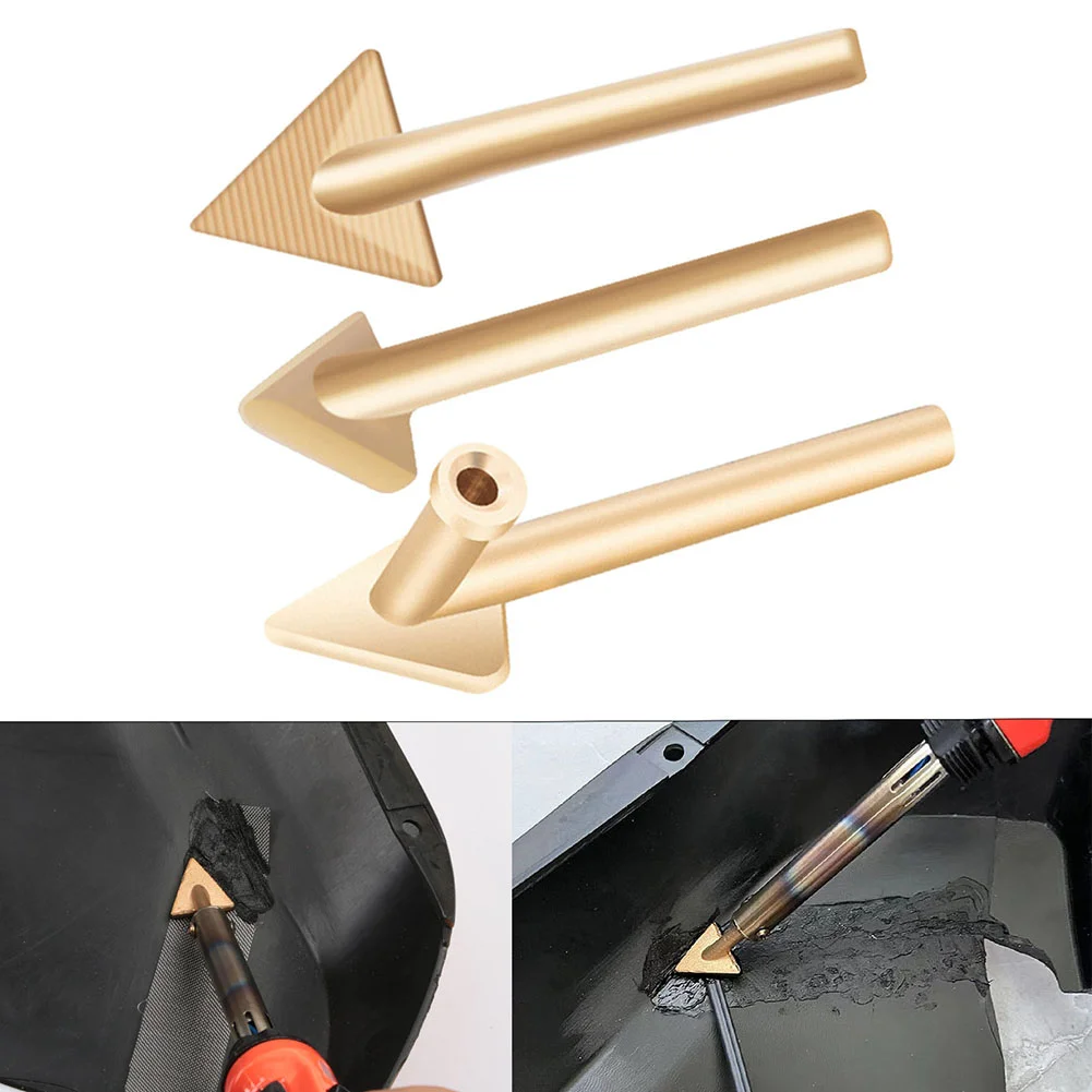 3pcs Soldering Iron Tips Steel Copper Repair Triangular Smoothing Head Welding Tips Replacement For 80 Watt Plastic Welding