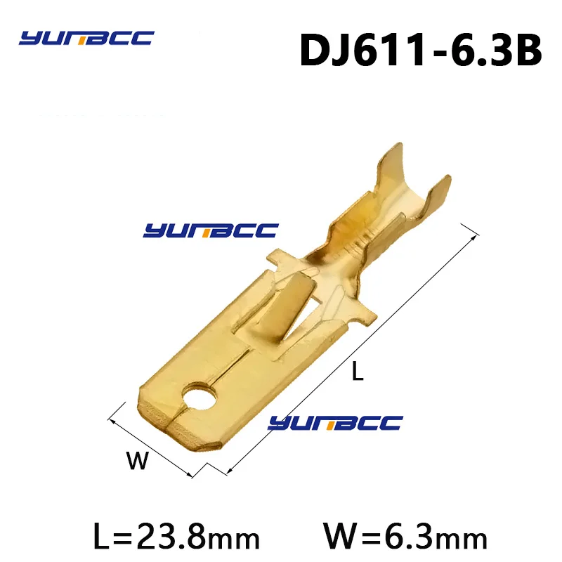 

50Pcs 6.3mm Automotive Crimp Terminal Male Female Spade Connector Brass Auto Splice Wire Terminals DJ611-6.3B