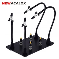 NEWACALOX PCB Fixture Clips Soldering Holder Third Hand Tool Magnetic Flexible Helping Hands with 3X LED Illuminated Magnifier 1
