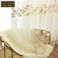 French Embroidery Tulle Bedroom Bay Window Living Room Curtain Blackout Decoration Luxury Gold Flower Window Screen Custom New 1
