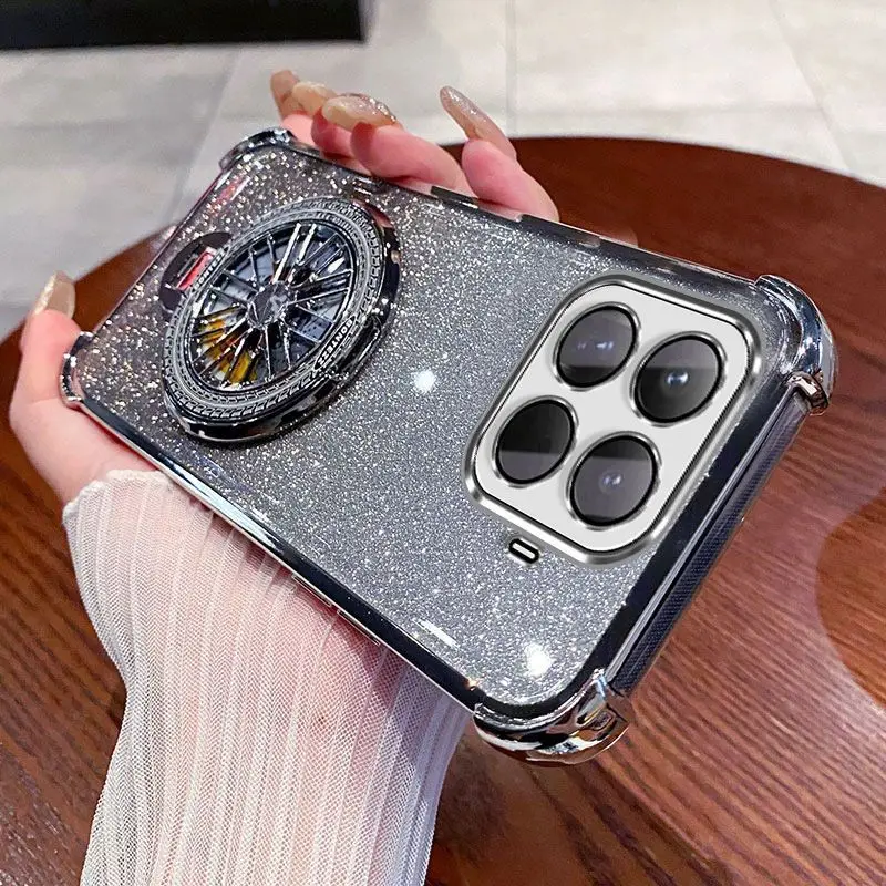 Gradient Glitter Holder Stand Electroplated Phone Case